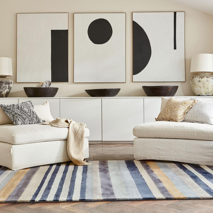 Tapis salon et chambre fait à la main en laine motif géométrique LUEL