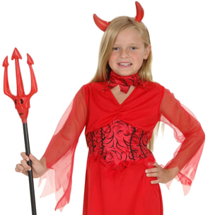 Abito Diavoletta Costume Halloween Rosso Bambina