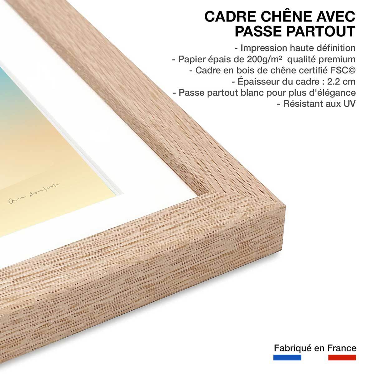 Affiche ville Voyage à Paris Affiche + cadre en bois - Chêne