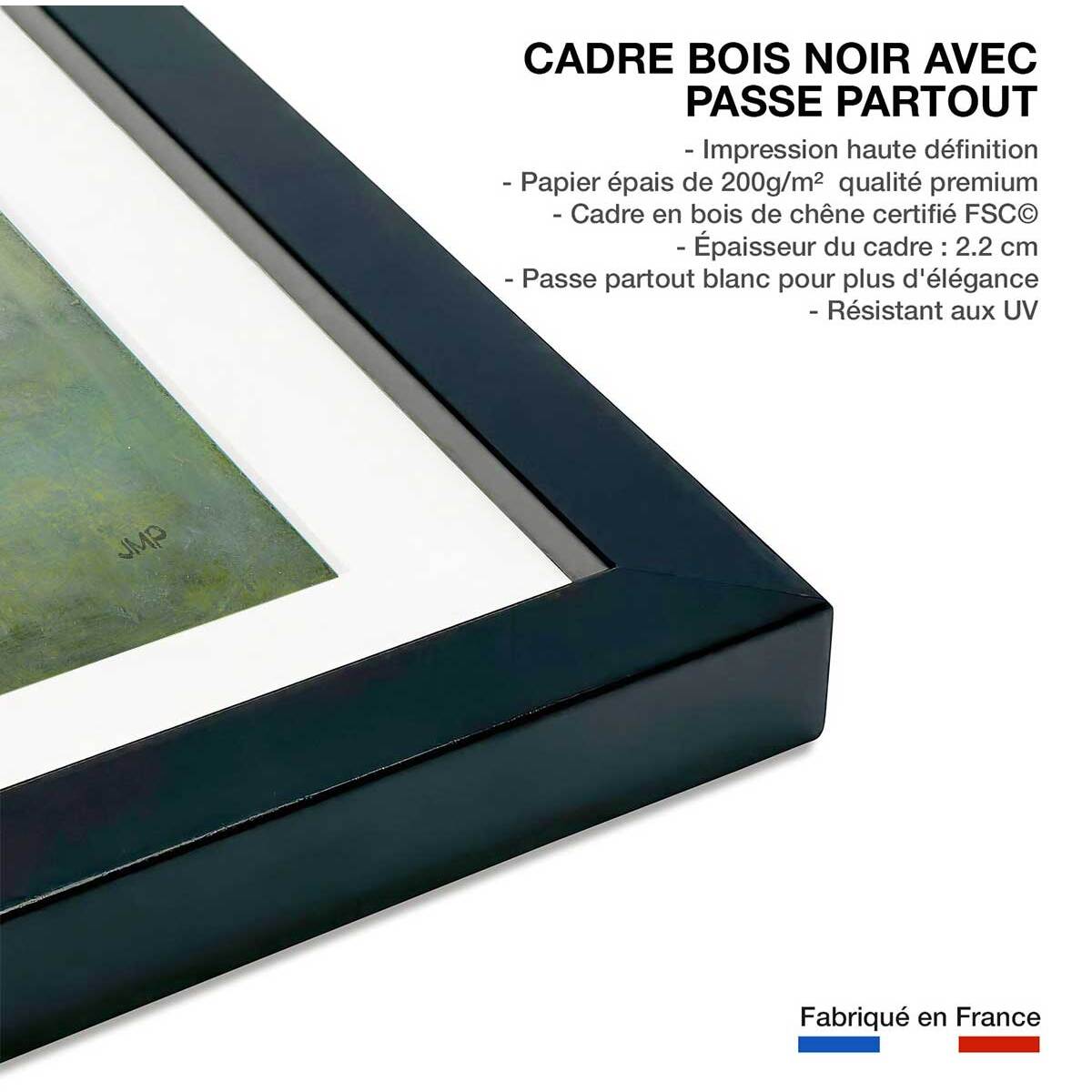 Affiche Brume verte Affiche + cadre en bois - Noir