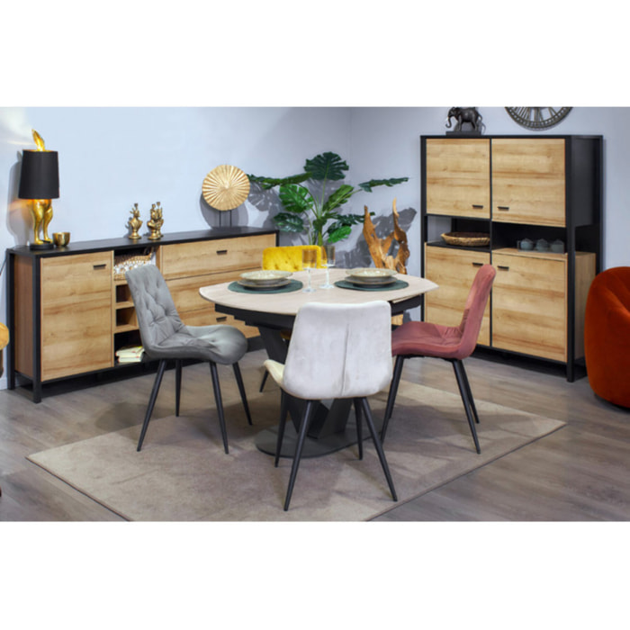 Table extensible ovale 120/180 en céramique effet bois - VESSEL