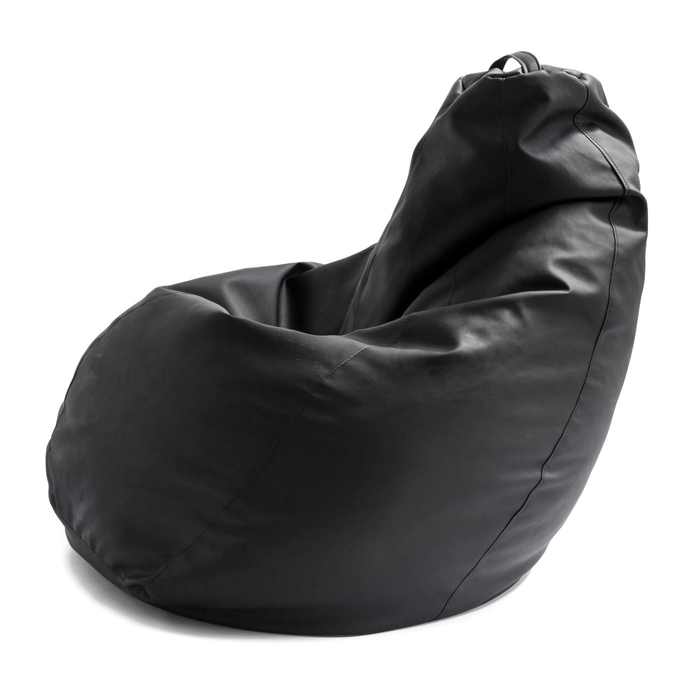 Pouf Annachiara, Pouf a sacco, 100% Made in Italy, Poltrona a sacco in ecopelle, Cm 70x70h110, Nero