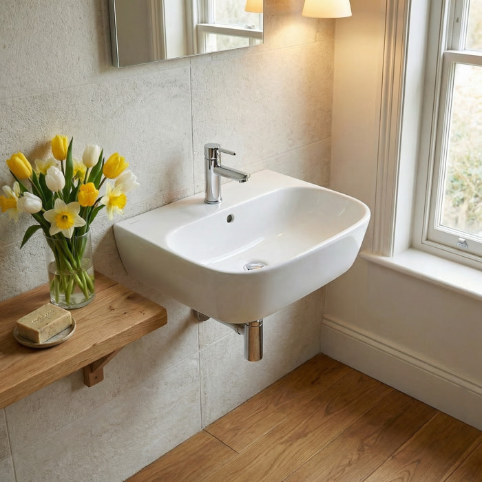 Lavabo suspendu 43 x 30 x 13 cm – sans trop-plein – blanc – SAT Brevis (SATBRE4330R)