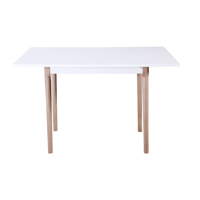 Table repas "Freddy" - 120 x 80 x 75 cm - Blanc laqué