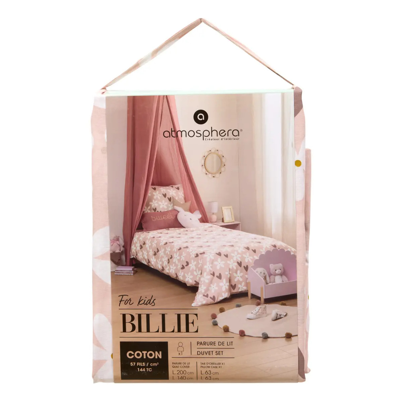 Parure de lit imprimée Billie 140x200 motif cœur