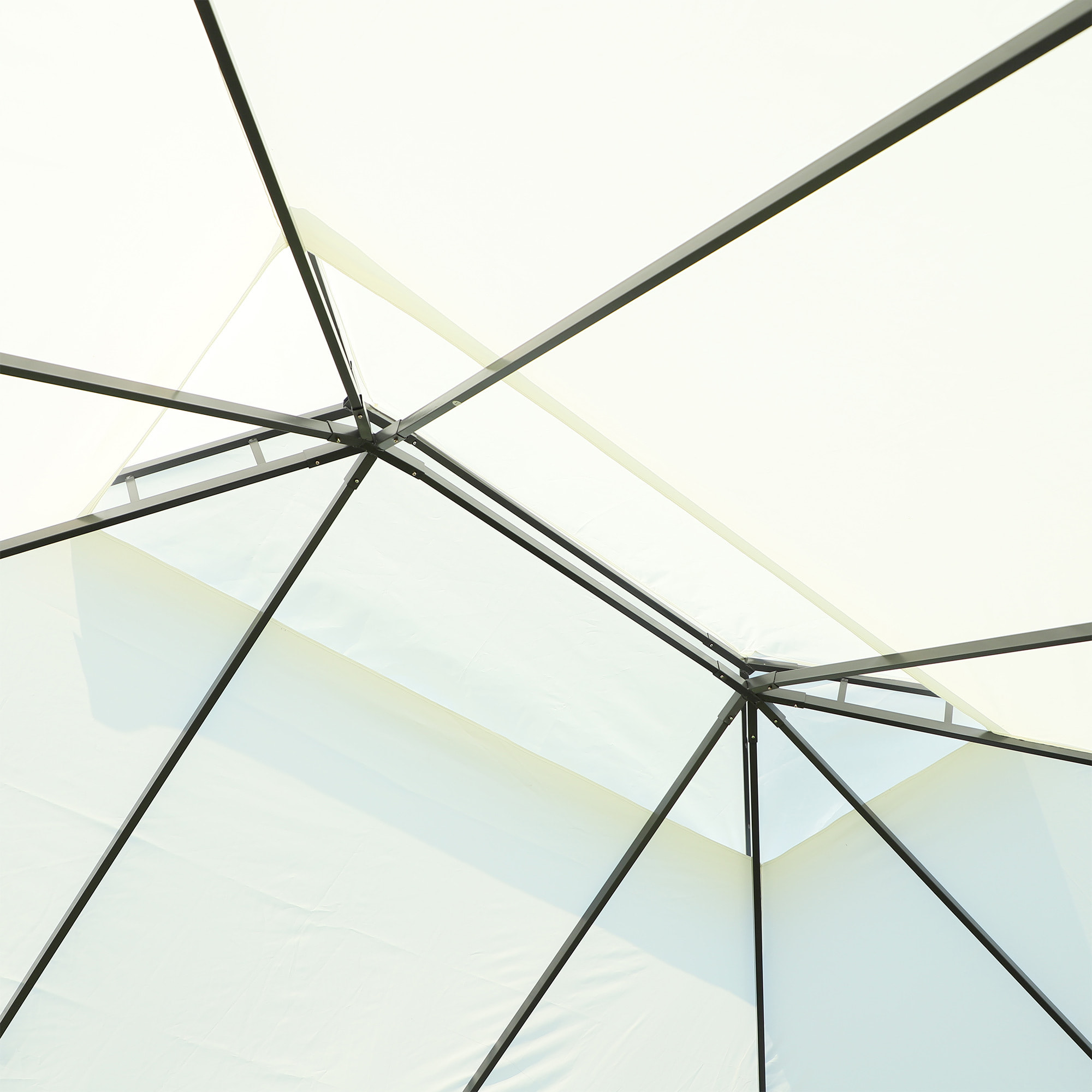 de Jardín 4x3 m, Pabellón de Jardín Gazebo con Doble Techo, 4 Cortinas y Mosquitera, Marco de Aluminio, Orificios de Drenaje, UPF50+, Carpa para Exterior, Terraza, Patio, Blanco Crema