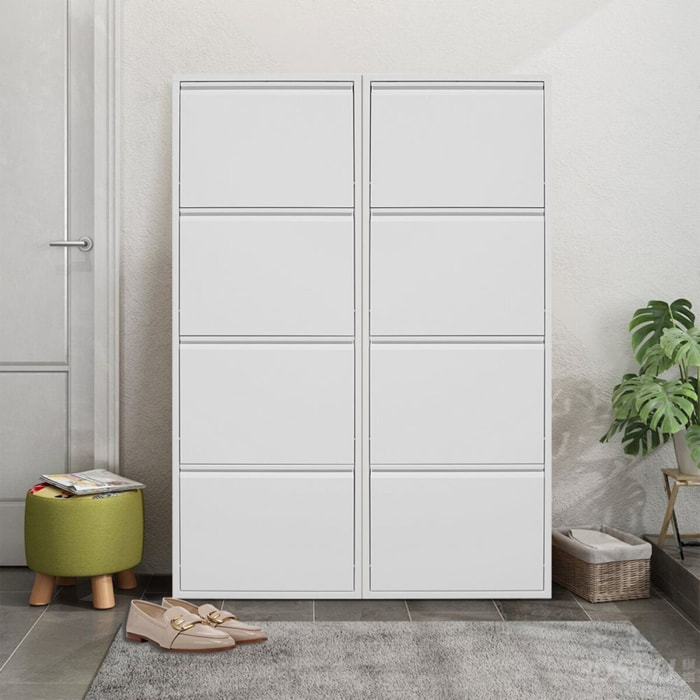 Scarpiera moderna grigia 4 ante in metallo 80x14,2x136 cm - Emy