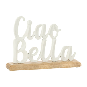J-Line décoration Ciao Bella Sur Socle - aluminium - blanc - small