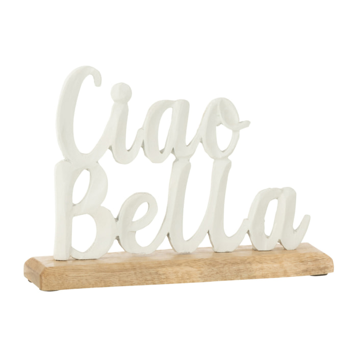 J-Line décoration Ciao Bella Sur Socle - aluminium- blanc - small