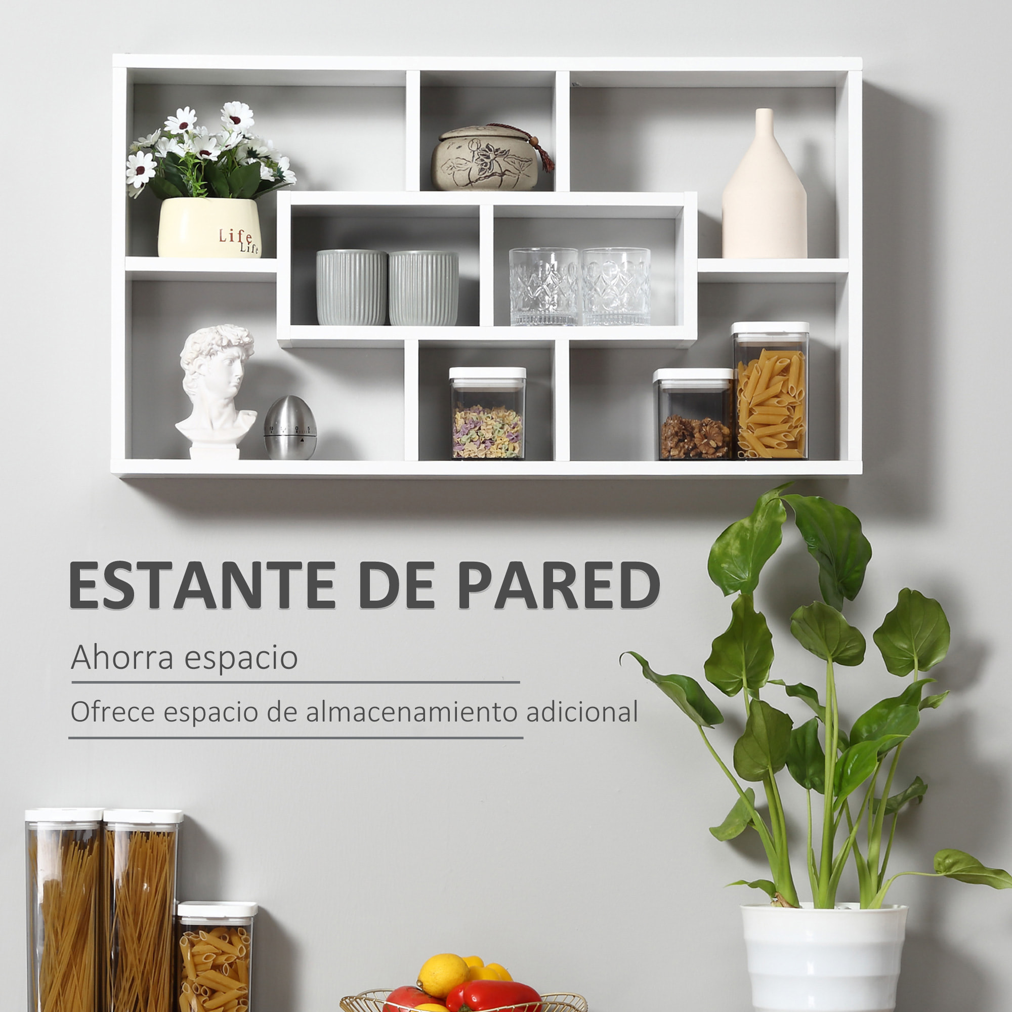 Estante de Pared Decorativo Baldas Flotantes de Madera Blanco