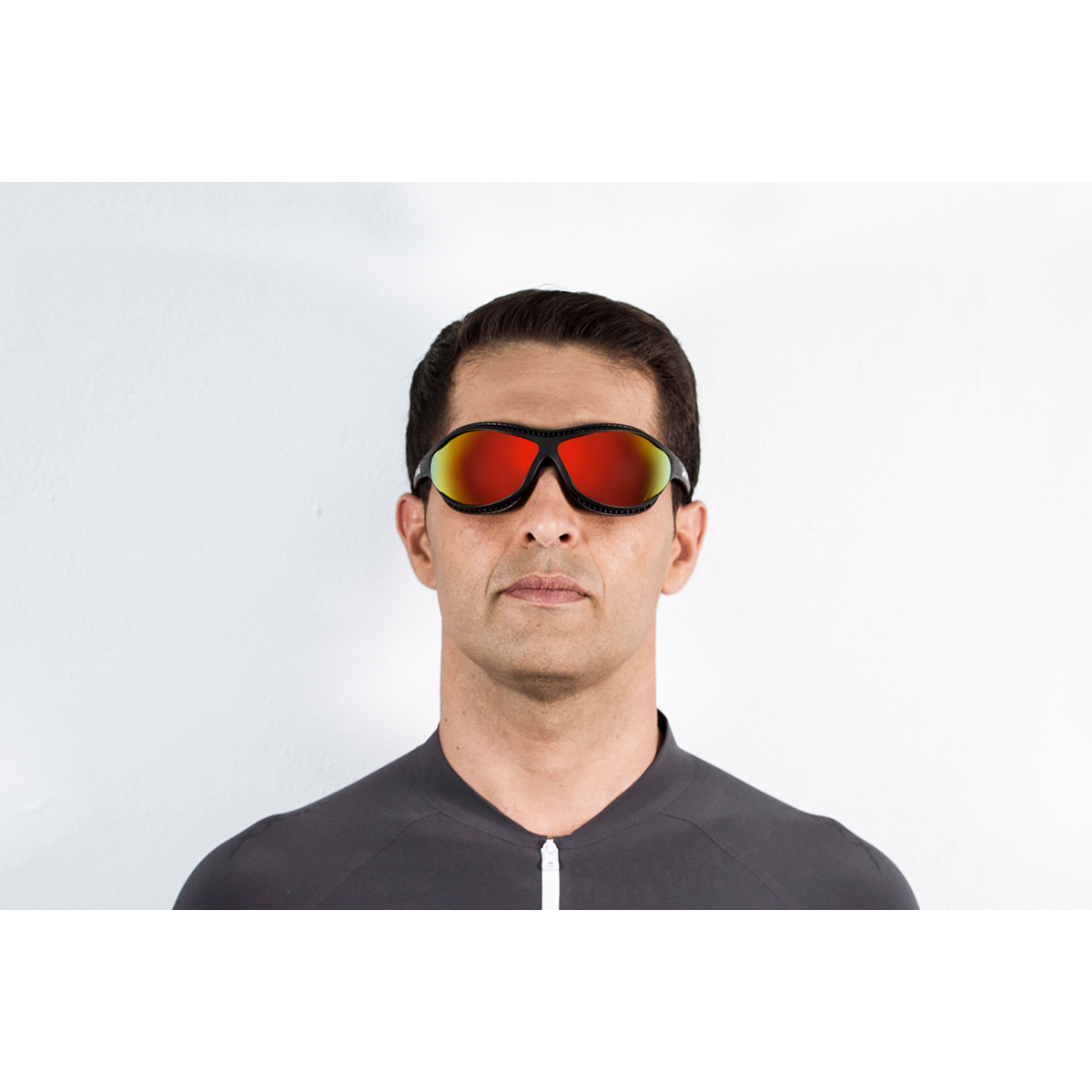 Gafas de deportes acuáticos OCEAN TIERRA DE FUEGO - Negro brillante / Revo roja