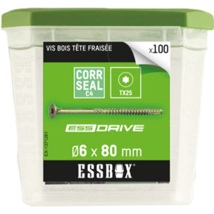 Vis ESSBOX SCELL-IT à bois - Ø6 mm x 80 mm - Boite de 100 - EX-1371281