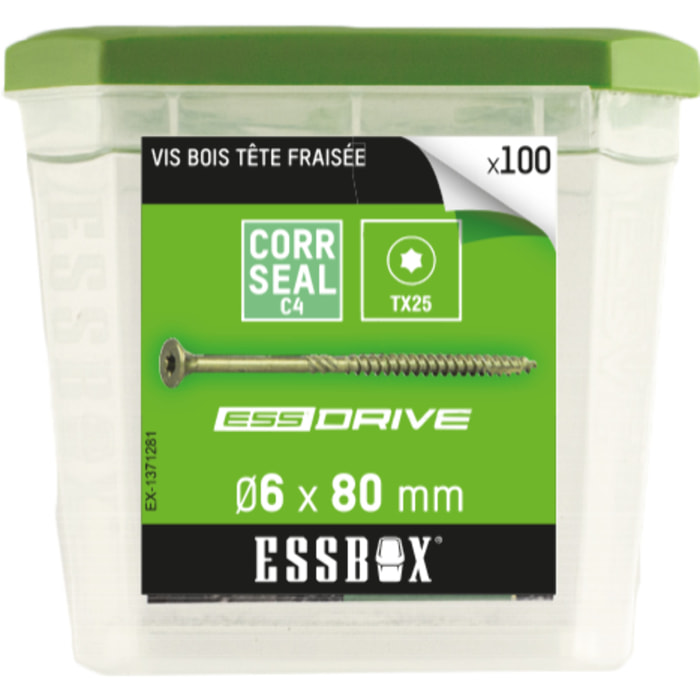 Vis ESSBOX SCELL-IT à bois - Ø6 mm x 80 mm - Boite de 100 - EX-1371281