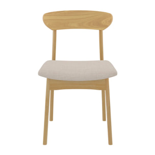 Lot de 2 chaises en tissu beige et bois clair - Lana