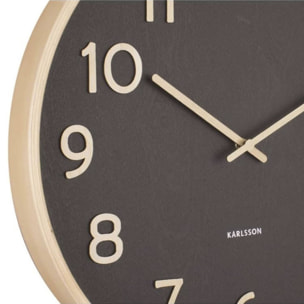 Reloj de Pared de Madera Aspecto Moderno color Marrón oscuro Ø38x5 cm