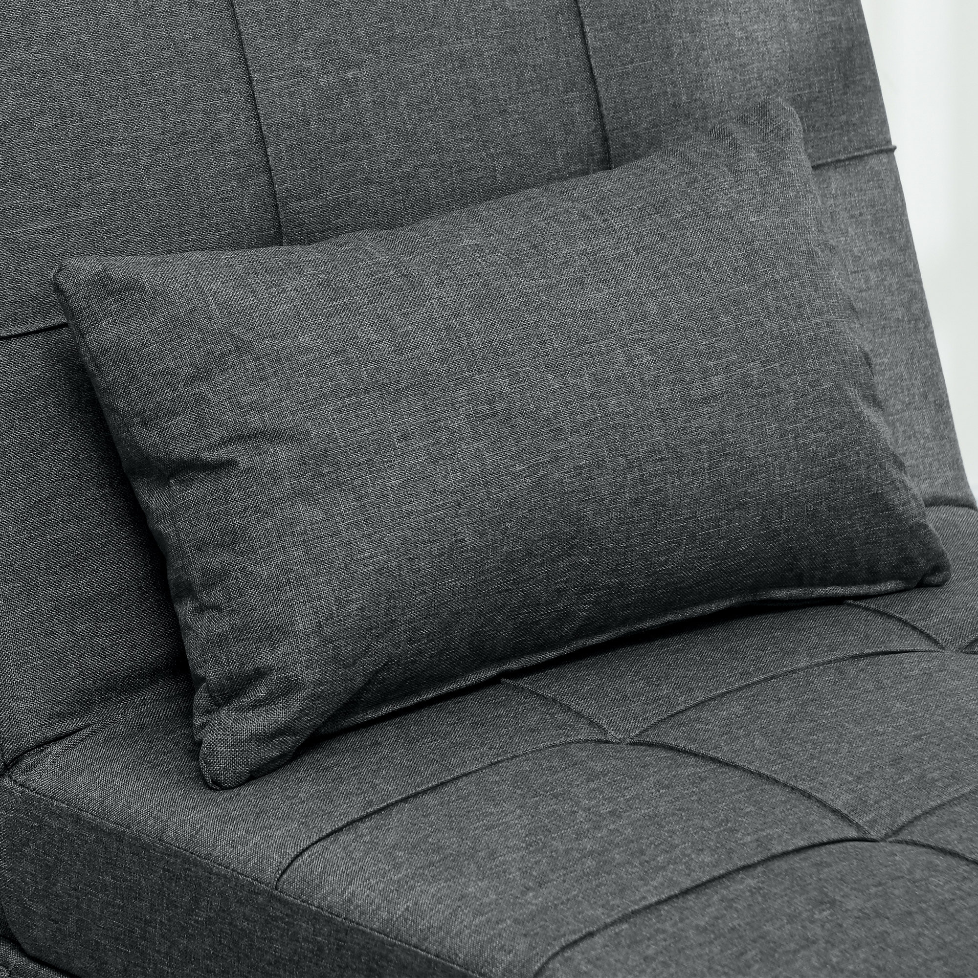 Chauffeuse fauteuil convertible inclinable réglable tissu effet capitonné gris