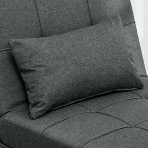 Chauffeuse fauteuil convertible inclinable réglable tissu effet capitonné gris