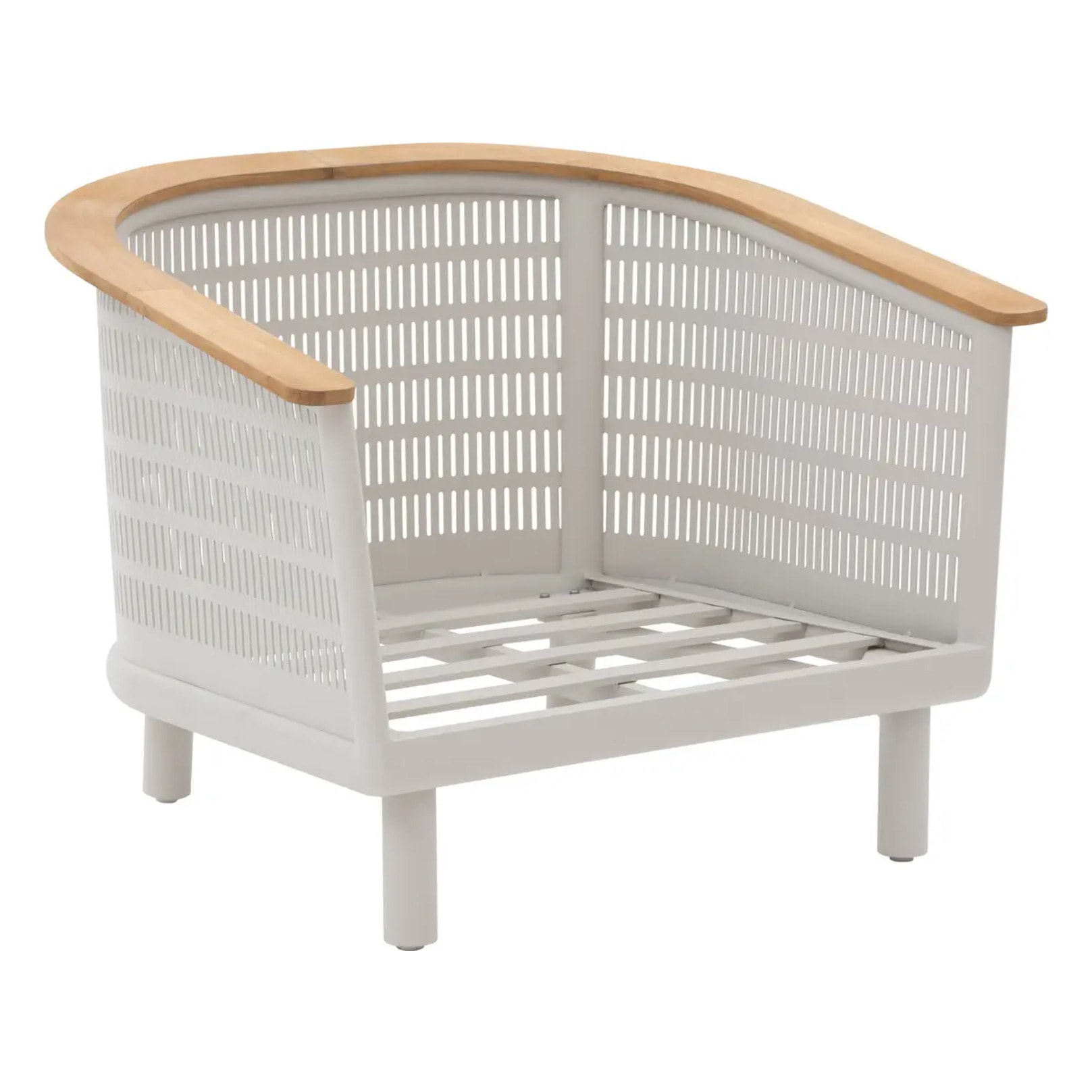 Fauteuil de salon de jardin "Olimio" avoine & teck aluminium et teck
