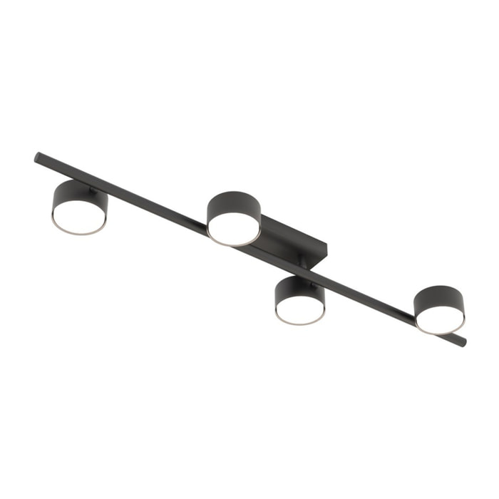 Lampada da soffitto BET 4 in acciaio nero opaco