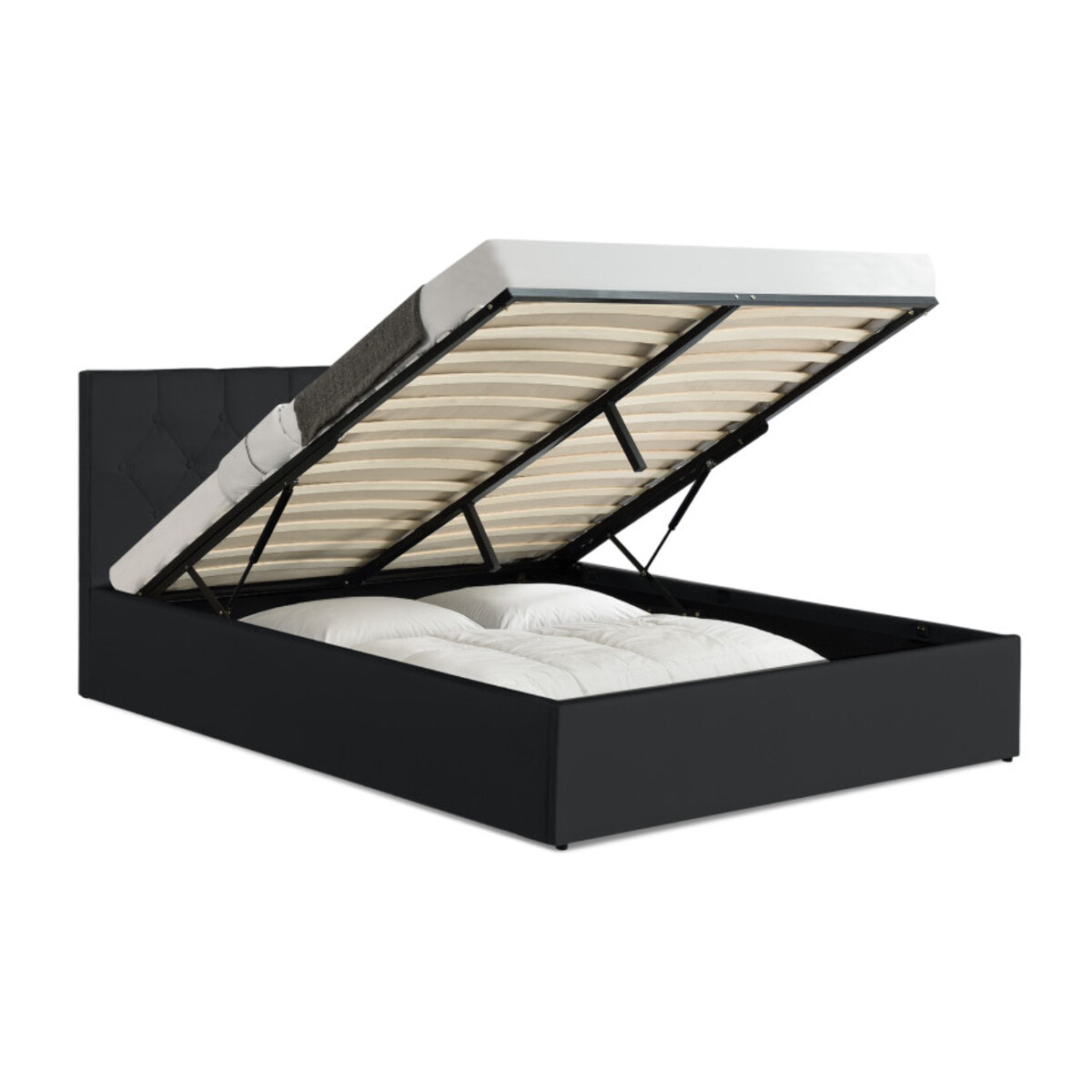 Lit coffre Hanna 140x190cm simili cuir noir