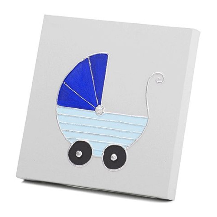 Cuadro artesanal infantil Carrito Azul Claro