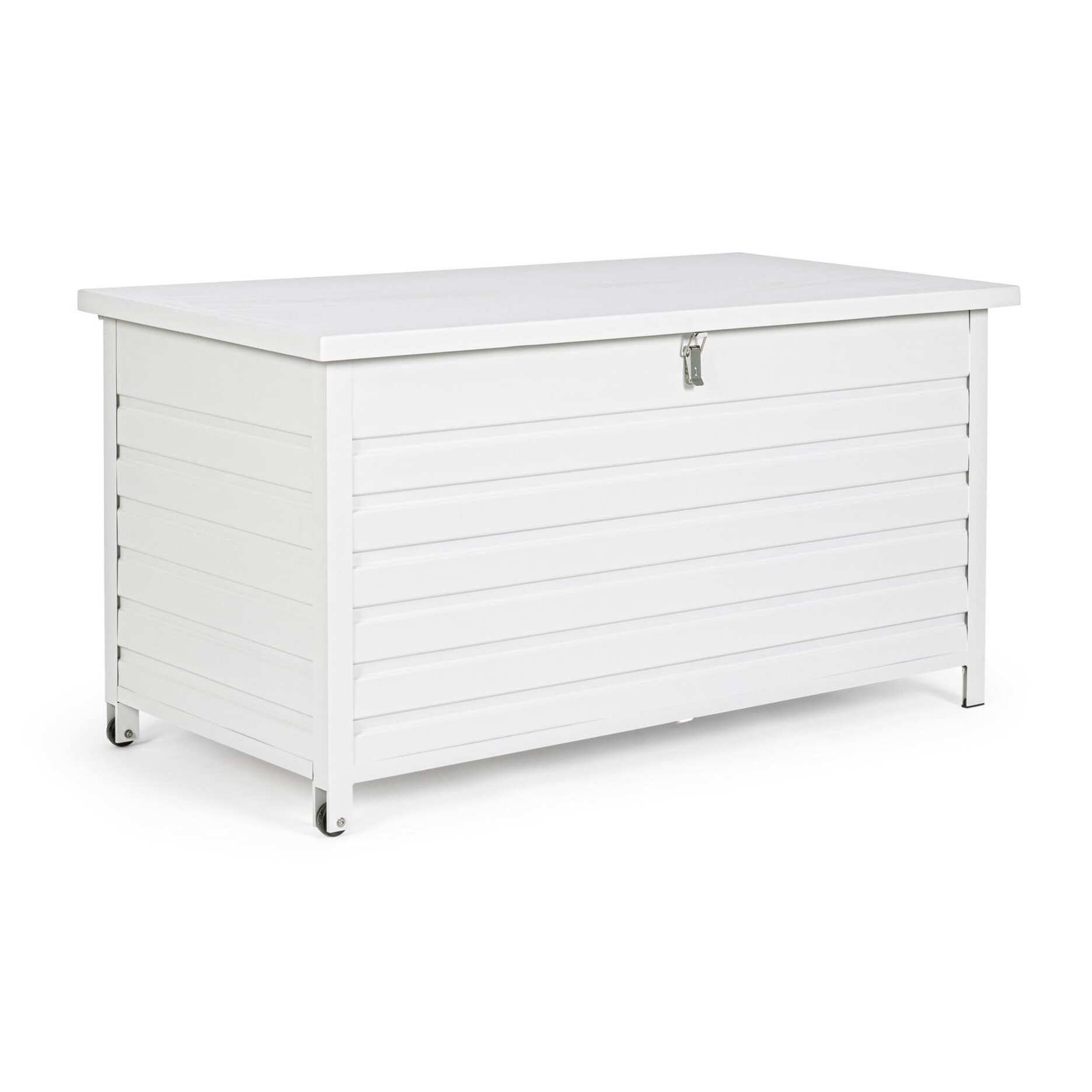 Baule da giardino BURGOS in alluminio bianco, con ruote