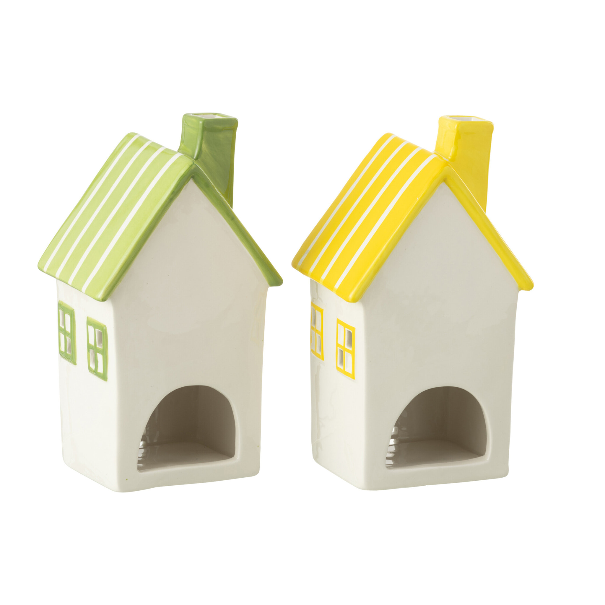J-Line photophore Maison Dolomite - céramique - jaune/vert - 2 pcs