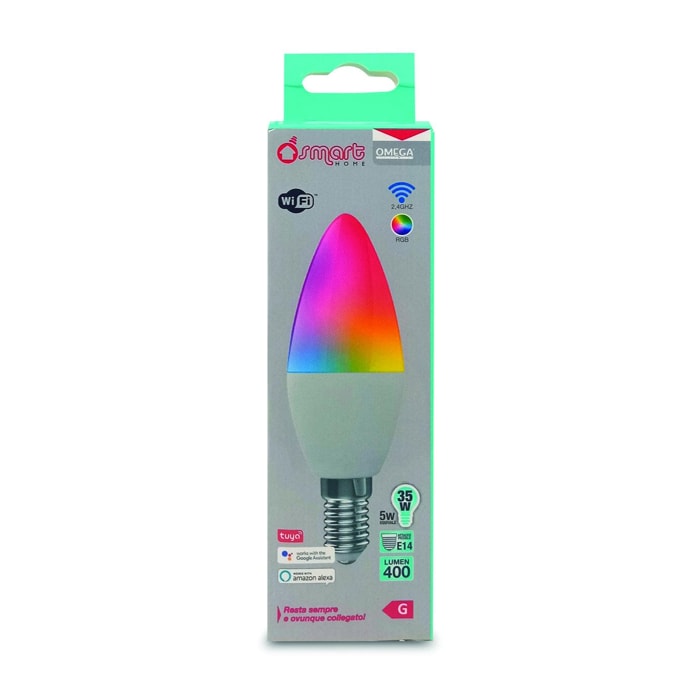 OMEGA Lampada LED Smart WiFi C37 5W RGB