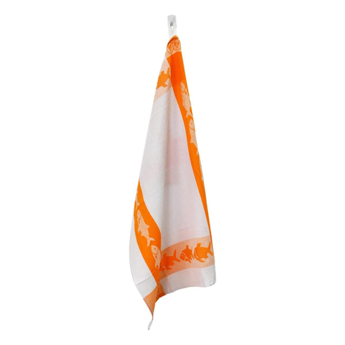 Lot de 3 torchons nid d'abeilles 50x70cm orange -  "Carré"