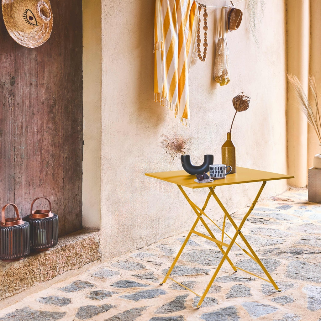 Table de jardin bistrot carrée pliante métal 2 places EMILIA 70X70CM