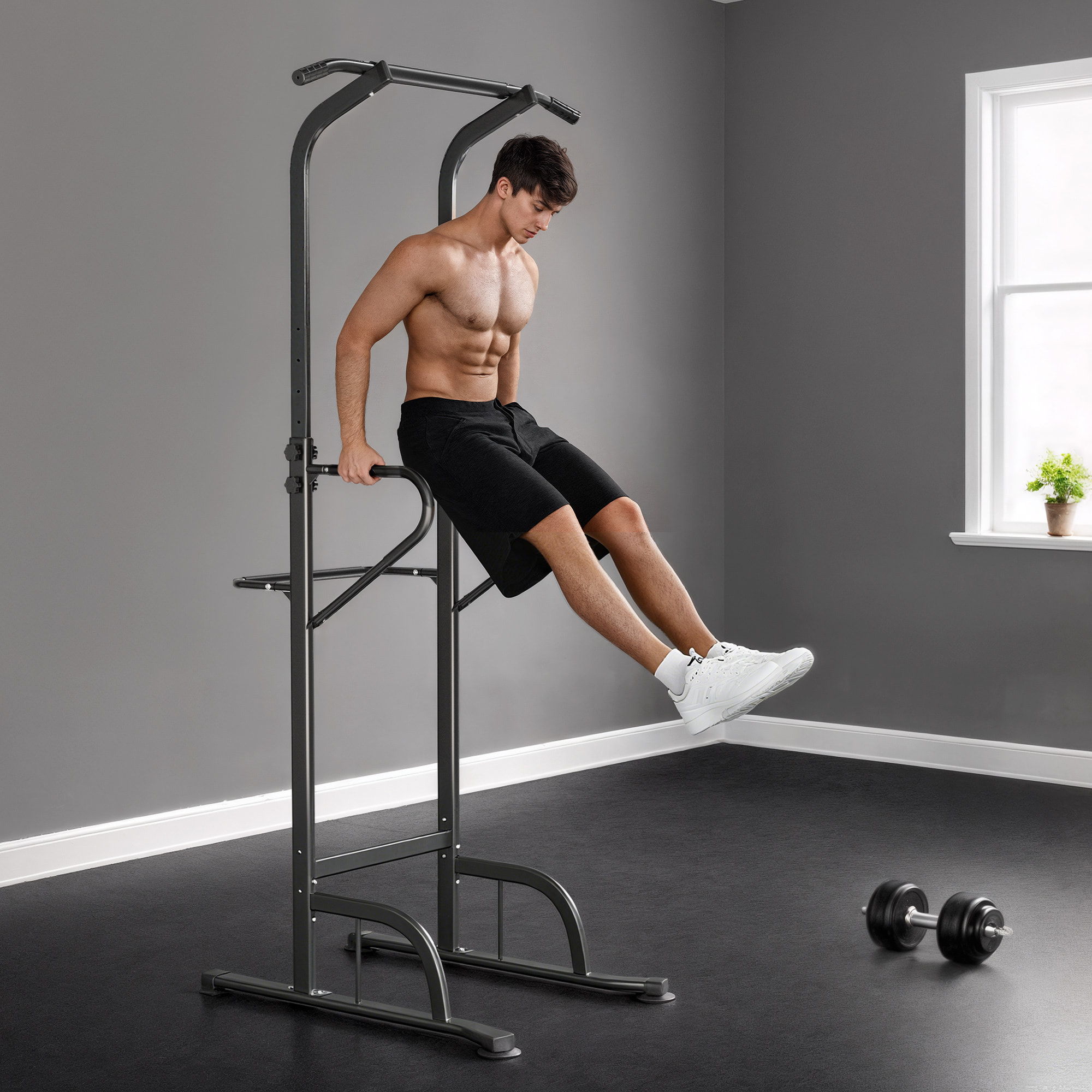 Barra de Dominadas Altura Regulable 180-212 cm, Estación de Fondos Resistente para Gimnasio en Casa, Máquina Dominadas Multifuncional, para Entrenamiento de Fuerza, Carga 120 kg