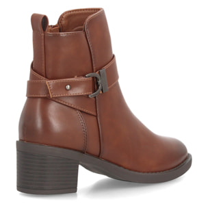 Botines de tacón ancho con hebilla para mujer