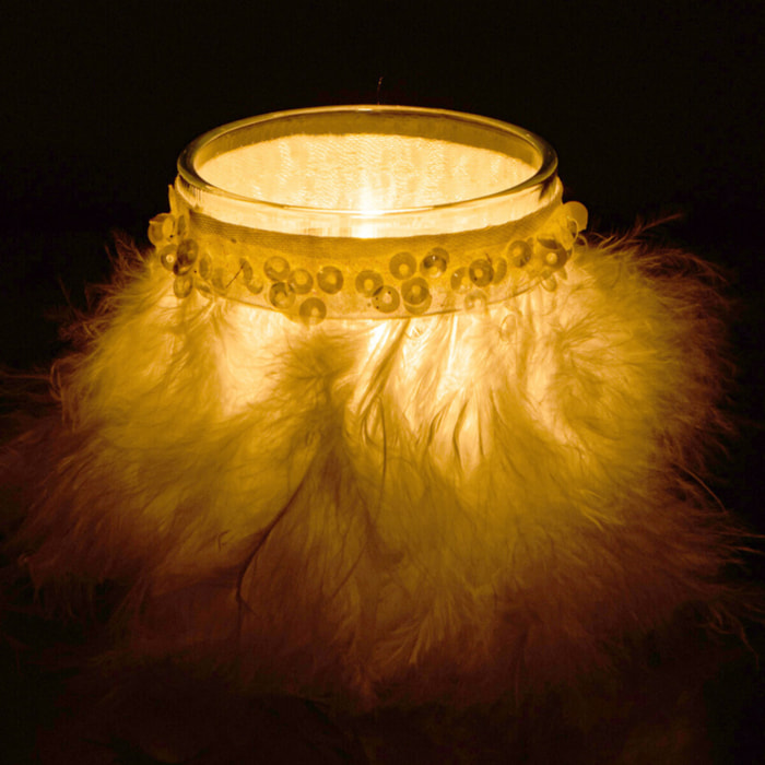 J-Line bougeoir Plumes Blanc - verre - blanc/transparent - small - 3 pcs