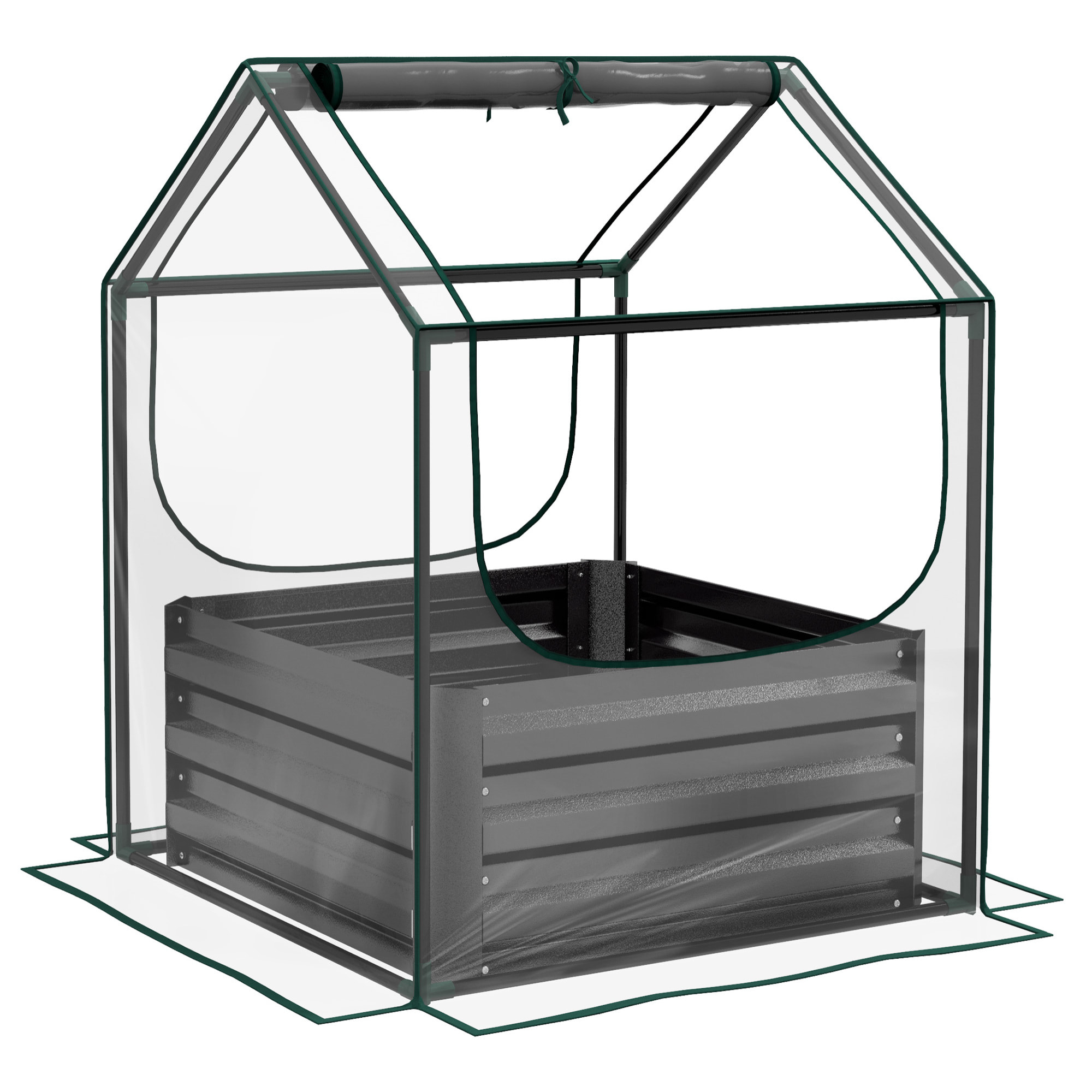 Mini carré potager serre 2 en 1 - 70 x 70 x 90 cm - anthracite transparent