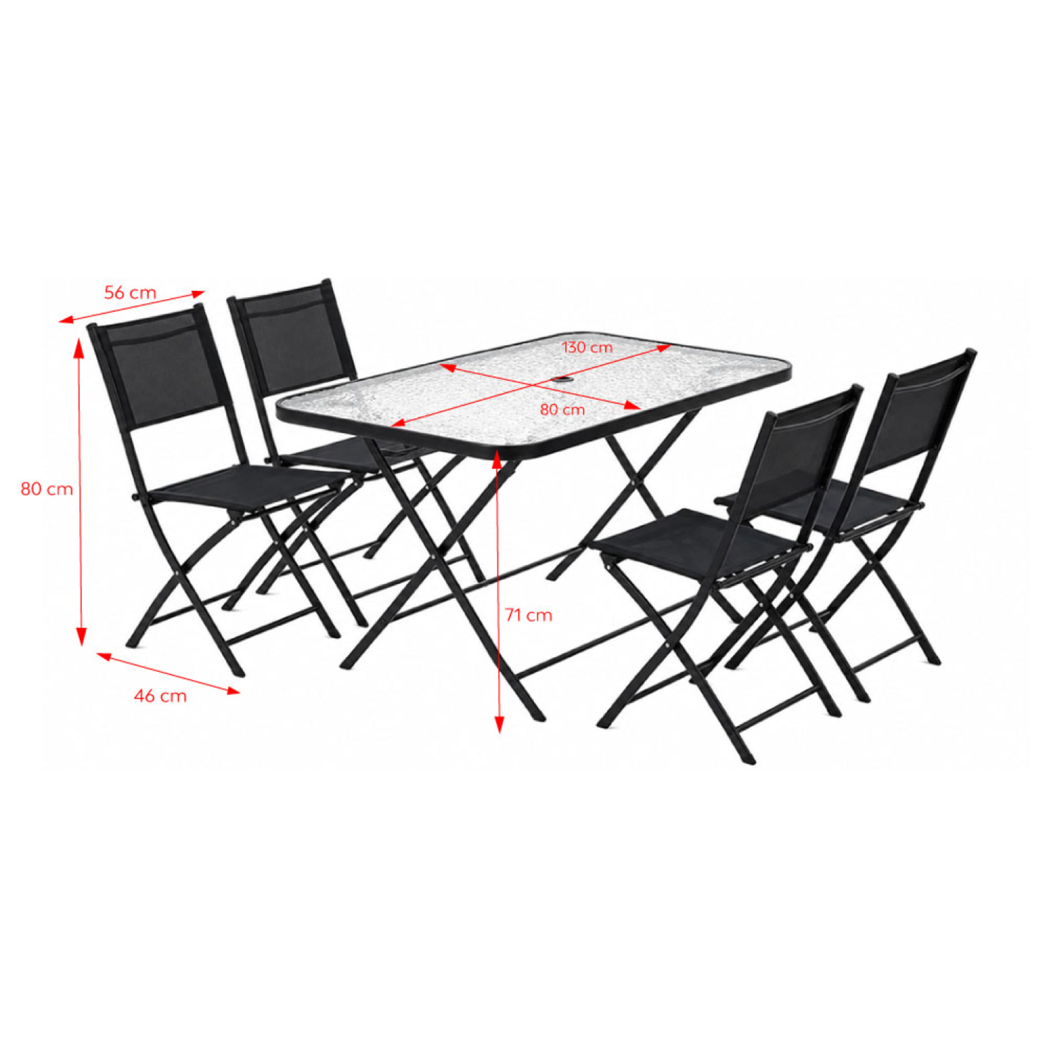 Ensemble table de jardin 130 cm et 4 chaises pliantes JUNON