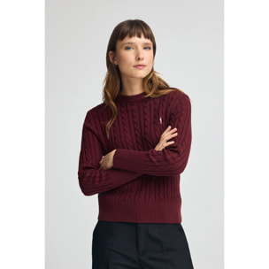 Jersey granate de cuello redondo en mezcla de lana con bordado Rigby Go