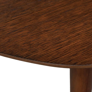 Table à manger ovale extensible bois d'hévéa et placage chêne noyer 4-6 places - 110 / 140 x 100 x 75 cm - Lisa