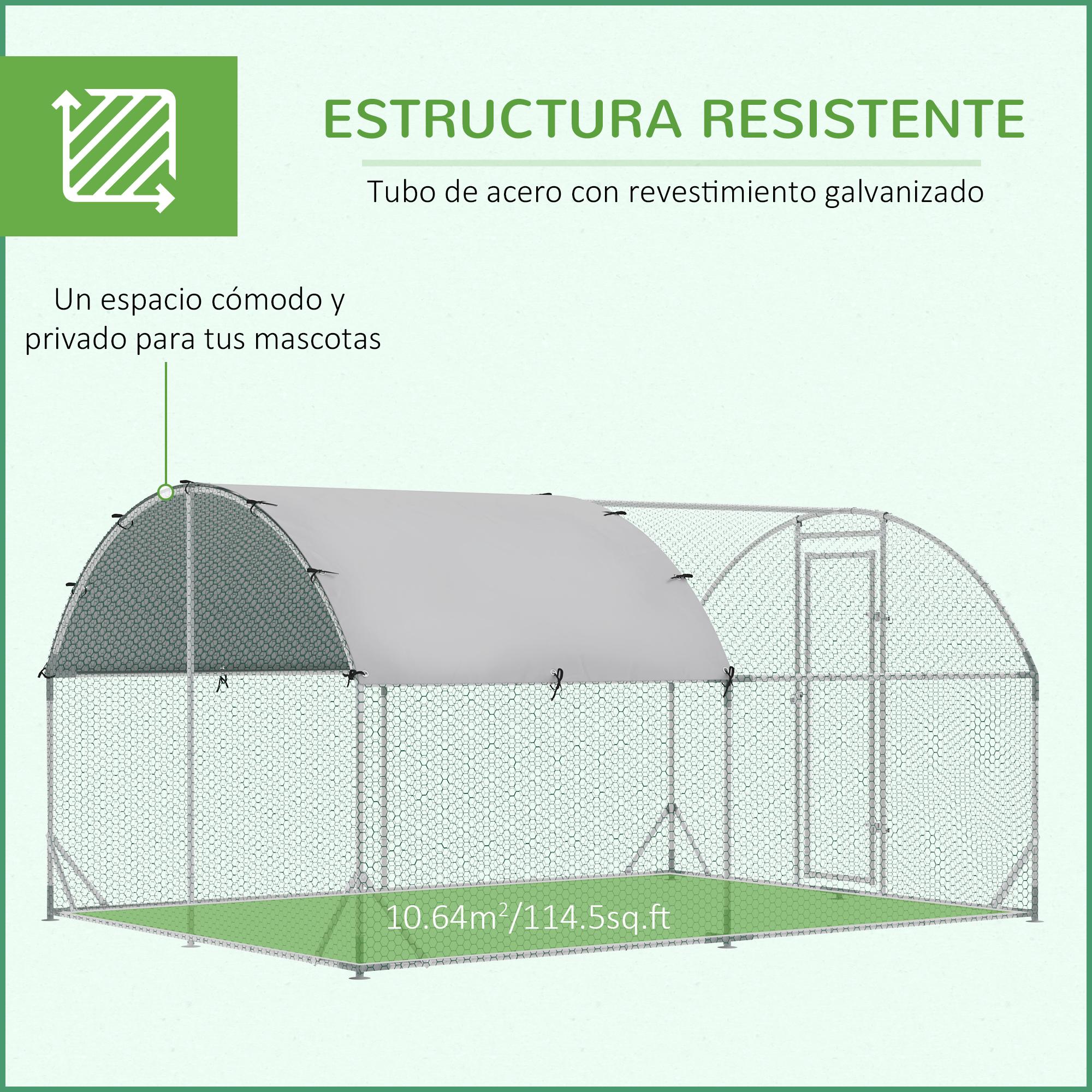 Gallinero para Exterior 2,8x3,8x1,97 m para 6-12 Gallinas de Acero Galvanizado