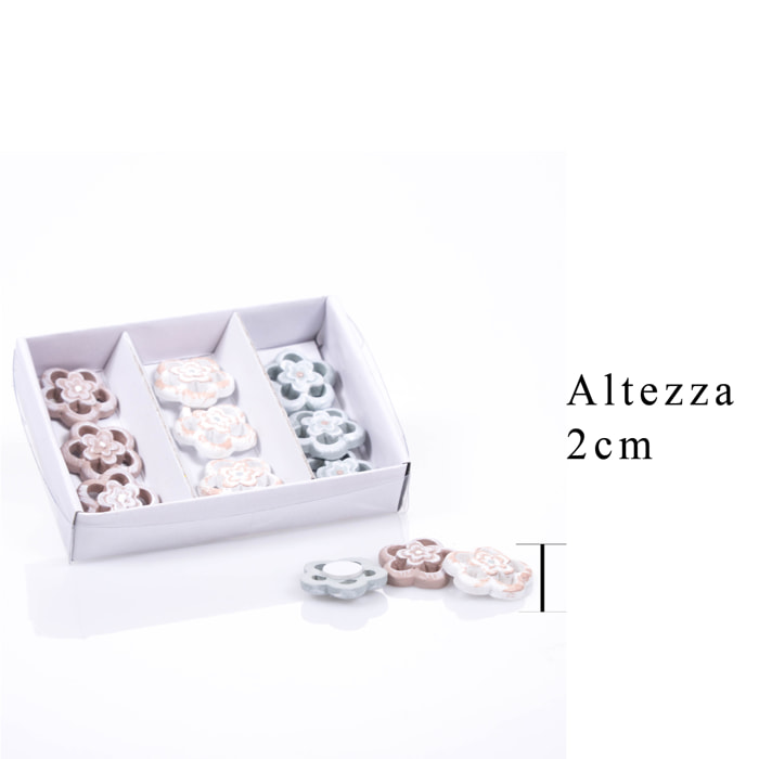 Fiori con Adesivo 12 Pezzi. Altezza 2,2 Cm - Pezzi 12 - 9,5X2X6,8cm - Colore: Altro - Bianchi Dino - Decorazioni Varie