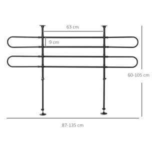 Separador de Coche para Perros Ajustable en Ancho y Altura Acero 87-135x60-105cm