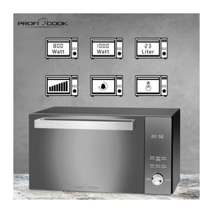 Micro-ondes avec gril 23L 1000W Proficook PC-MWG 1204 Noir