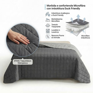 Copriletto matrimoniale estivo leggero double face 260x260 cm, trapunta estiva traspirante e morbida, coperta primaverile elegante e moderna, design reversibile per doppio stile, ideale per stagione calda, resistente e facile da lavare