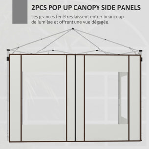 Lot de 2 panneaux latéraux barnum tonnelle 6x3 m ou 3x3 m fenêtres oxford blanc