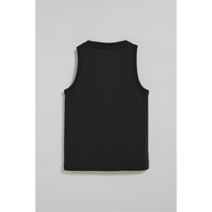 Maglietta basic nera smanicata a girocollo con logo Rigby Go ricamato