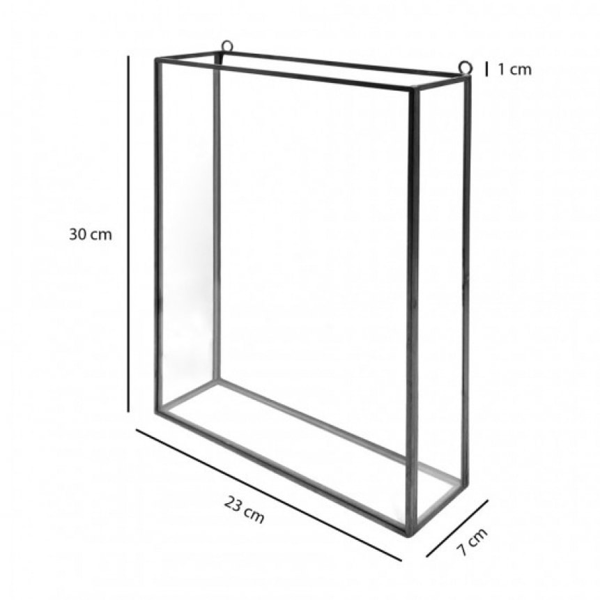 Vitrine murale transparente en verre et métal noir - BUSE 387