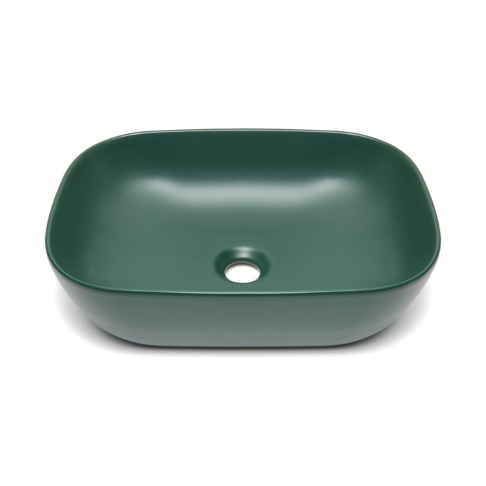 Vasque à poser 45,5 x 32,5 cm - vert foncé mat - sans trop-plein - SAT Infinitio
