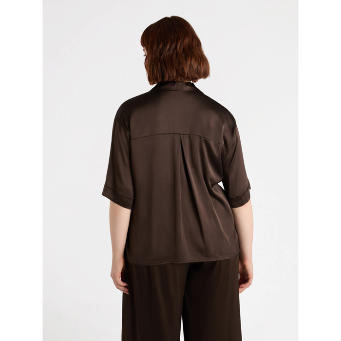 Fiorella Rubino - Camisa de satén elástico - Marrón