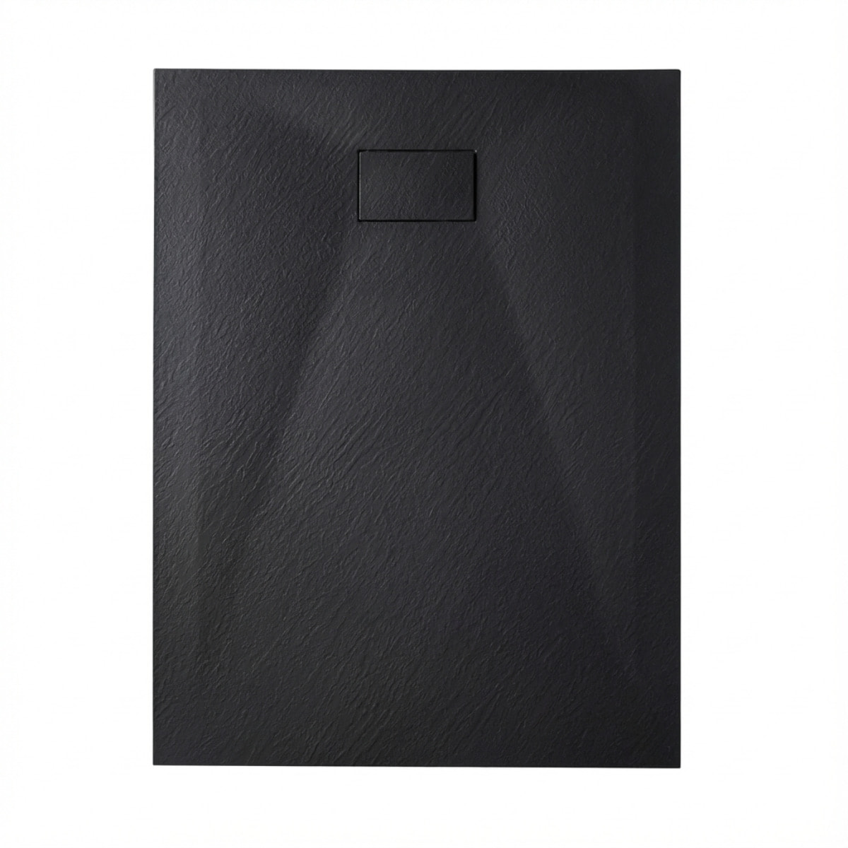 Essential 140x80 cm receveur de douche rectangulaire à poser SMC avec surface effet pierre, noir (CERAES14080B)