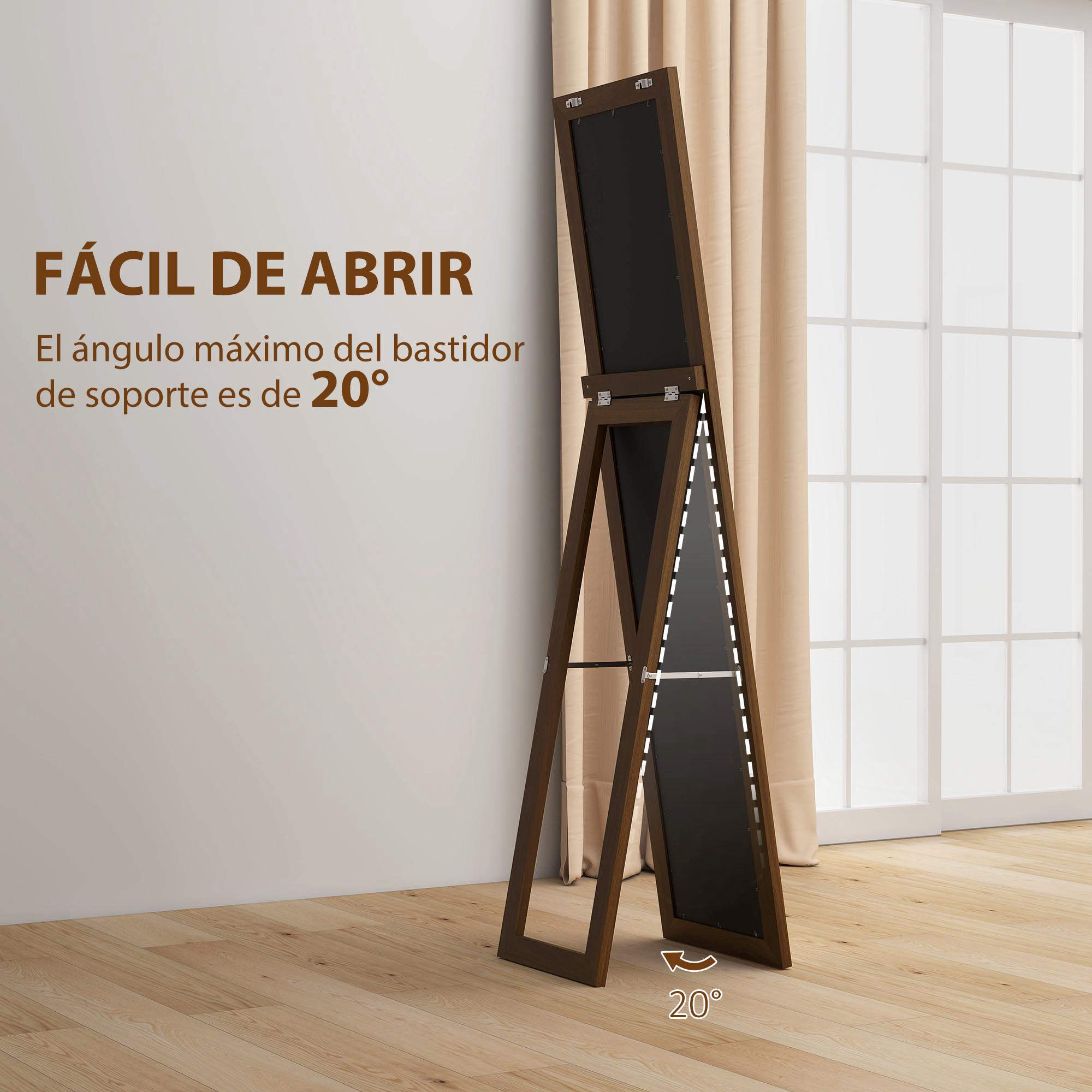 Espejo de Pie Cuerpo Entero 157x37 cm, Espejo de Cuerpo Entero con Soporte, 3 Formas de Uso, Independiente, Montaje Pared y Apoyado, para Salón, Entrada, Dormitorio