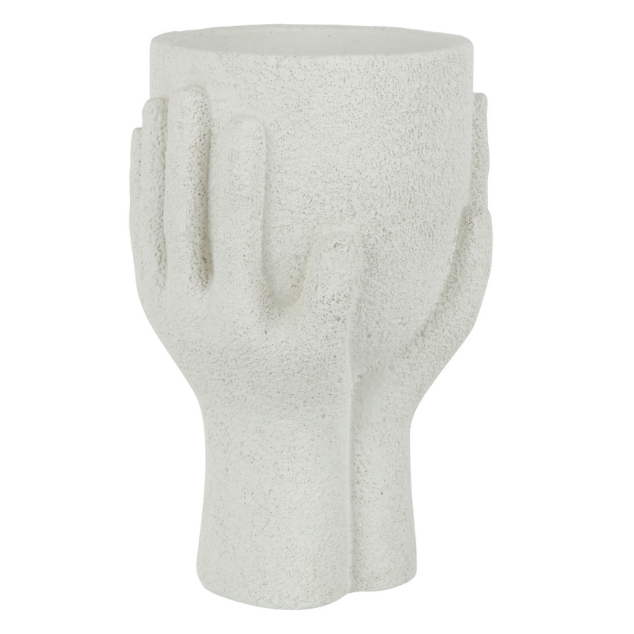 J-Line cache-pot Mains - ciment - blanc - large - Ø 14 cm